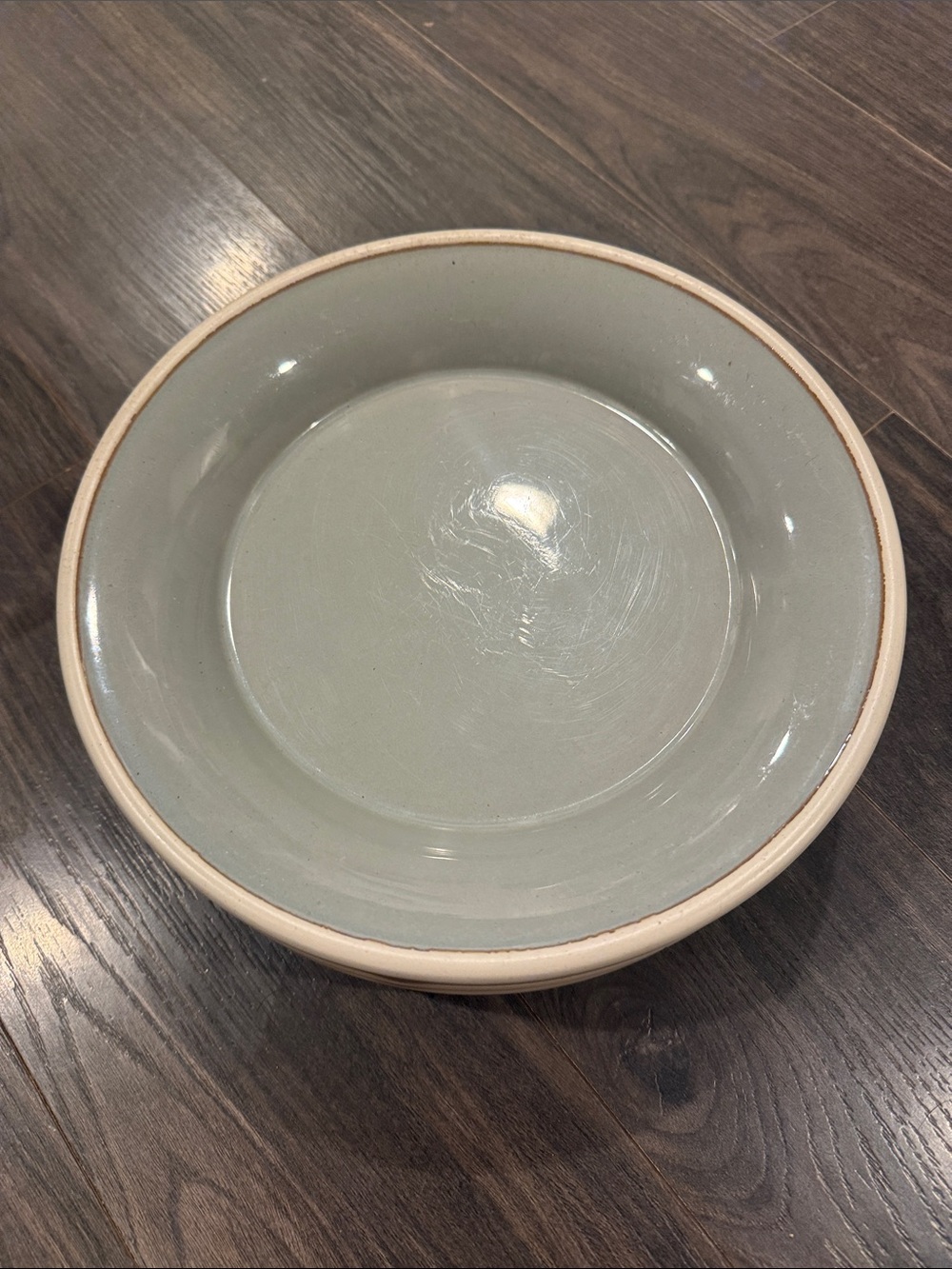 Sonoma Glazed Ceramic plate in Soft Sage with Cream Rim lot of 6 8:3